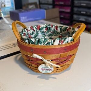 Longaberger 1998 Peppermint Tree Trimming Basket w/Liner,Protector and Tie-on